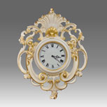 Wall Clock-Vienna Clock 209_2 lacquered with gold leaf handcurved wood, quartz battery movement